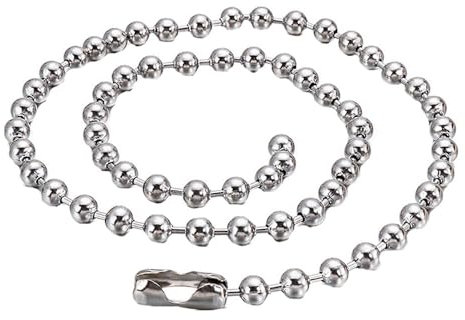 HIJONES Edelstahl Kugelkette Halskette für Herren Damen Schlüsselbeinkette Massivschmuck Hip Hop Rock Langer Pullover Kette 10mm 70cm