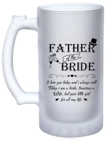 Getagift Father of The Bride, Wedding Gift for Dad, Wedding Party Gifts 16oz Frosted, Tankard, Stein, Pint Beer Glass/Mug.