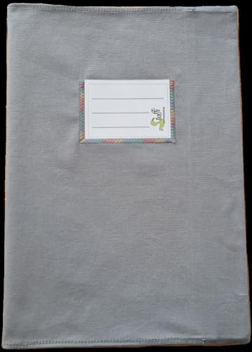 Stoffi Heftumschlag, Heftschoner aus Stoff für Schulhefte Din A4 und Din A5, nachhaltig, handmade (Din A5, grau)