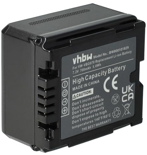 vhbw 1x batteria sostituisce Panasonic DMW-BLA13, DMW-BLA13E per videocamera camcorder (700mAh, 7,2V, Li-Ion) con infochip