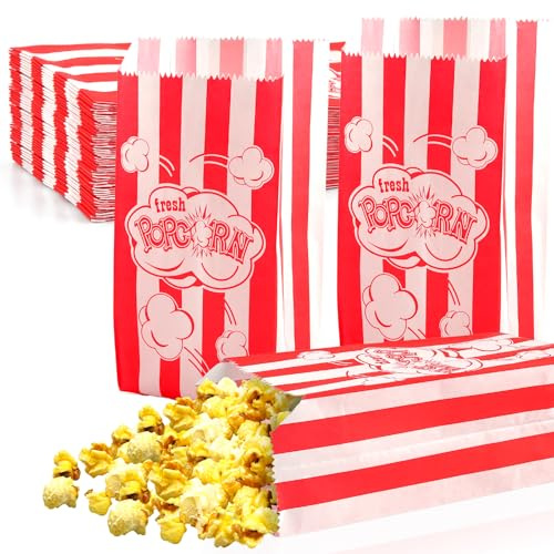 100 Pcs Petites Boite Pop Corn, Sachet Pop Corn, Sac à Pop Corn en Matériau Résistant à l'huile pour Machines à Pop Corn, Boîte à Pop corn Classique pour Party, Carnival, Cinéma (rouge100)