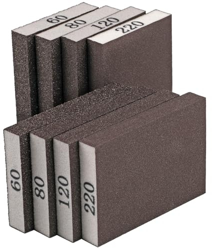 8 Pack Schleifschwamm, Schleifblöcke Körnung 60/80/120/220, Schleifpapier für Holzmöbel, Schleifpads, waschbar und wiederverwendbar Schleifpapier für Trockenbau Metall Gläser Reparatur