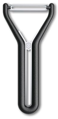 Victorinox Pelador Nova-Y, pelador para verduras, frutas, filo recto, doble filo, extra afilado, Swiss Made, negro