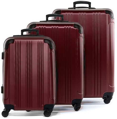 FERGÉ Premium Kofferset 3-teilig: 28, 24 & Handgepäck Koffer in einem Set, sehr robuste Reisekoffer mit 4 sanften Rollen & Schutzecken, Hartschalen-Koffer Set 3-teilig rot