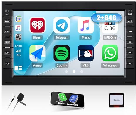 CAMECHO 2G+64G Autorradio Carplay Android para VW T5 Golf 4 Bora Polo MK5 Passat B5 Jetta Peugeot 307 con Android Auto, Pantalla de Coche de 7 Pulgadas con Mirror Link GPS Bluetooth WiFi FM/RDS SWC