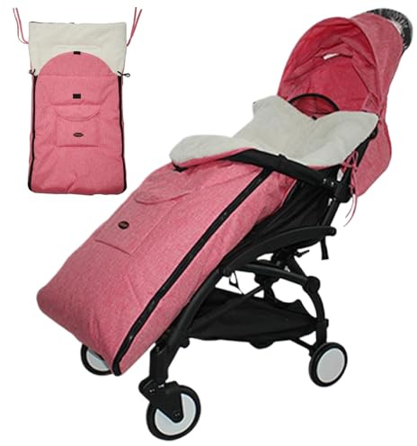 Passeggiatore a piedi, borsa a fiocchi di passeggini caldi antivento con fodera lussuosa, sacco a pelo da passeggino accogliente, footmuff impermeabile per passeggini invernali, carrozzine (rosa)