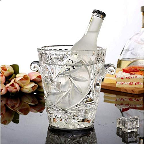 Eiskübel, Kristall-Eiskübel, isolierter Weinkühler für Champagner und Bier, eleganter Eiskübel aus Glas, Weinkühler mit Zange für Partys und Camping, C 12 x 13 x 17 cm (A 9 x 14 x 15 cm (4 x 6 x 6 Z