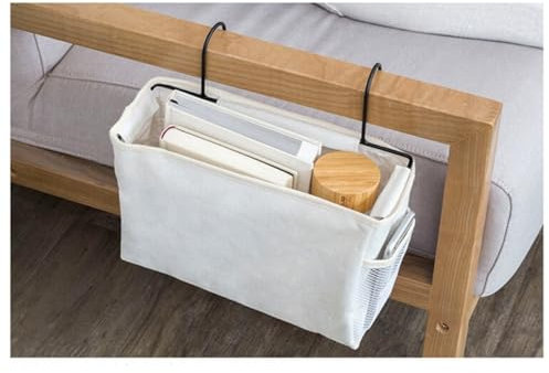 SEWOART Aufbewahrungstasche Für Bett Praktische Hängende Organizer-tasche Aus Filz Für Nachttisch Schlafsaal Auto Und Bettgestelle Weiß