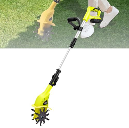 ZephyrGlow Rotocultivador Eléctrico para Jardín, Motoazada con batería, 10 cm de Ancho de Trabajo, hasta 25 cm de Profundidad, fresadora de jardín para parcelas de Patio, Flores y Jardines,TL-02
