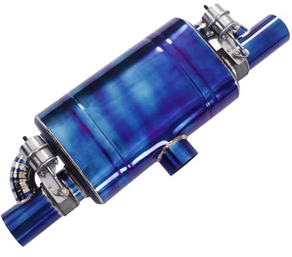 Valved Muffler, Titanium Muffler with Vacuum Valve T Style Silencer Center In Dual Out Normally Closed (muffler only, 2.5 inlet/outlet)