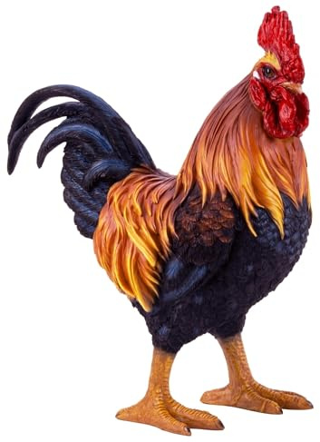 Geschenkestadl Hahn stehend groß 35cm Tierfigur Hahnfigur imposant Dekoration Haus Hof Garten Deko