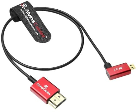 Alvin's Cables 8K 2.1 Cable HDMI Micro-HDMI a HDMI Cable Ultrafino 48Gbps Alta Velocidad para Atomos-Ninja-V 4K-60P Grabación para Canon-R5C|R5|R6 para Sony a7R a7 IV Cámaras 70cm/27.6inches