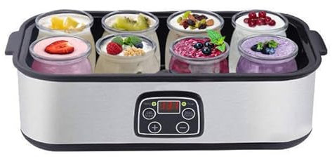 Yogurtiera elettrica da 1,4 l con schermo digitale, Macchina per lo yogurt fatto in casa con temperatura e tempo regolabili da 68°F a 131°F e vasetti per yogurt da 8 pz (Plug 220v)
