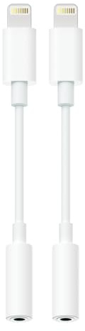 Lightning to 3.5mm Headphone Adapter for iPhone - 2 Pack Hi-Fi iPhone Aux Adapter Converter Jack Dongle Audio Cord for Apple iPhone 14 13 12 11 X XS White - with Microphone