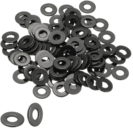 PATIKIL 100 Pzs Arandelas Planas N°8 3/16 DI x 7/16 DE Negro | Arandelas Metálicas Negras Electrochapadas Espaciador Planos, Acero Inoxidable 304, Para Tornillos Y Pernos