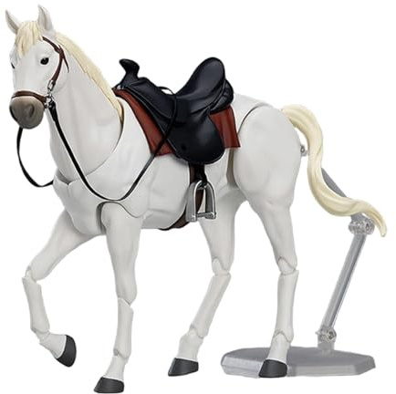 Hästfigurer med sadel, grimma och blyrep 20 x 12,7 cm möjlig häststaty med rörlig gemensam realistisk och gör-det-själv-vänlig leksak för entusiaster, vit