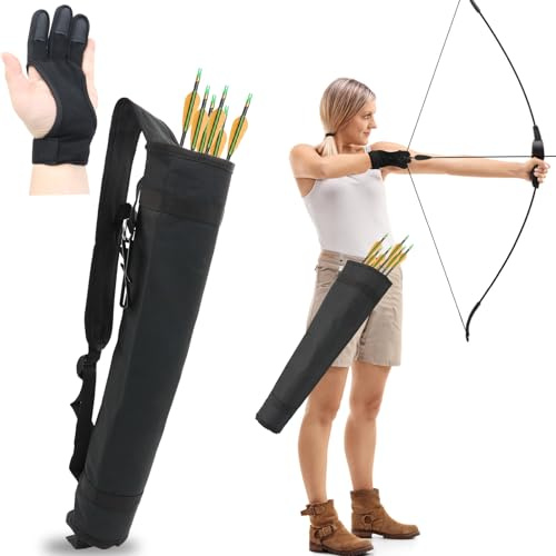 BORISCA Köcher für Pfeile, Pfeilköcher Bogenschießen mit 1 Bogenschießen Schießhandschuh, Bogensport Zubehör, Bogen Köcher Pfeile für Das Tragen Von Pfeilen (Nicht Einschließlich Bogen und Pfeil)