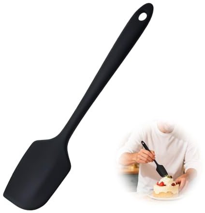 Espátula de silicona grande de 29 cm, 250 ℃, resistente al calor, antiadherente, flexible, sin costuras, rascador de masa, color negro, utensilios de cocina de silicona con núcleo de nailon para