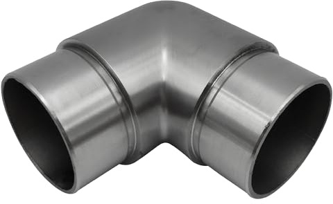 Stahl-Shop24 Edelstahl Rohrbogen steckbar 90° Ø 48,3 × 2,0 mm – abgerundet – V2A 1.4301 AISI 304 – geschliffen K240 – für Rohrverbindungen Geländer Handlauf Innen Außenbereich