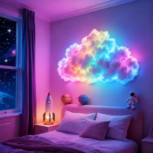 Lámpara Led Nube Trueno DIYS, Lámpara Nube Truenos Alimentación USB para Dormitorio, Lámparas Nubes Truenos Color Ajustable con Controlador, Lámparas Noche Techo Nubes Trueno, para Decorar Habitacione