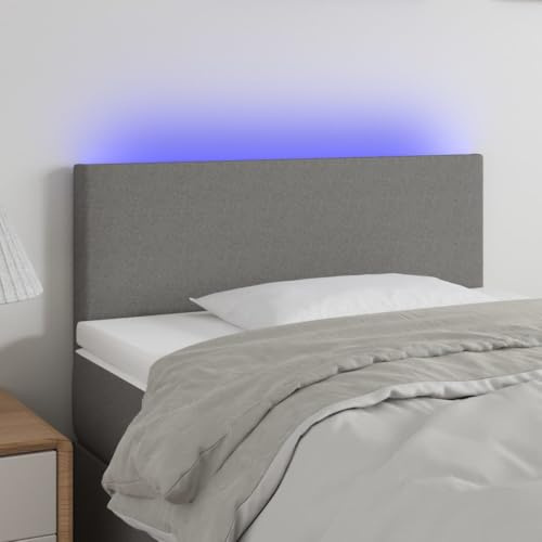Frdhee Cojín de pared para cama con paneles de pared, LED gris oscuro, 100 x 5 x 78/88 cm, tela, para cama de invitados, color gris oscuro