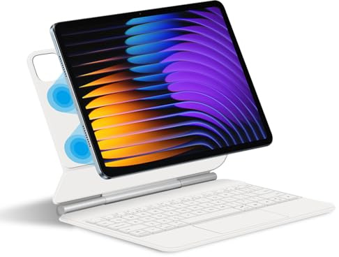 JZCZMCE Funda con teclado para Xiaomi Mi Pad 8/8 Pro 11.2 2025, soporte magnético flotante, funda protectora ultrafina con teclado retroiluminado, blanco