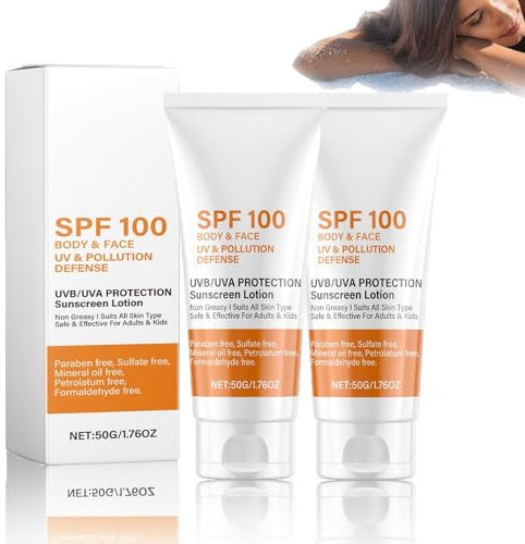 Crema solare per viso SPF 100, protezione solare SPF 100, protezione solare resistente per viso e corpo, lozione anti-invecchiamento con protezione UVA/UVB, cura della pelle per la prevenzione delle