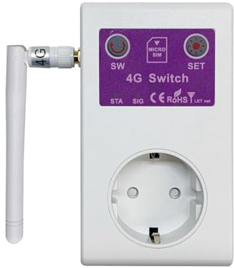 Ounfhtrttk Enchufe Inteligente 4G UE GSM SMS Control Remoto Sensor de Temperatura Interruptor 16A de Corriente Apagado/Encendido Controlador de Relé para Electrodomésticos Domóticos Enchufe UE