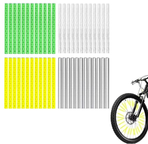 Confezione da 48 riflettori Colorati per Bicicletta, copri raggi bici, Strisce Riflettenti per Bicicletta con visibilità a 360°, Facili da installare e riutilizzabili, Copri Raggi Bici