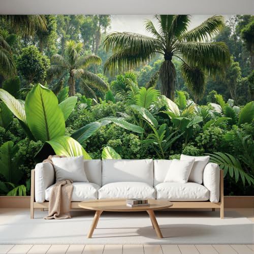 Papel Pintado Palmeras Selva Tropical, Mural De Pared Panorámico Paisaje De Selva Tropical, Fotomural Para Paredes Mural - Decoración De Pared Para Salón Habitaciones 200x140cm, Verdor