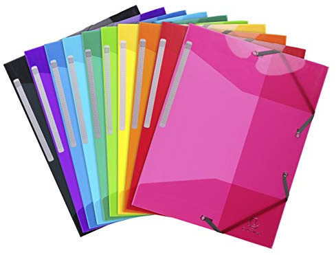 Exacompta 55670E 10er Pack Einschlagmappen Iderama aus Polypropylen mit 3 Klappen und 2 Gummizügen, 24 x 32 cm, DIN A4, Pastell-Blau Sammelmappe Dokumentenmappe für Büro und Schule