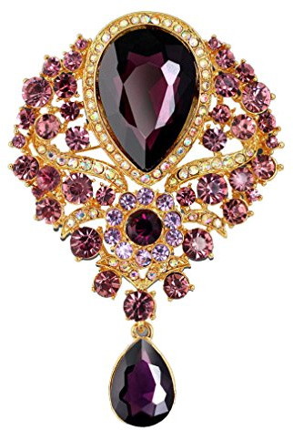 YAZILIND Art und Weise Lilien-Blume eingelegte Rhinestones-Legierungs-Zirconia-hängende Brosche Frauenmädchen Zusätze (Purpurrot)