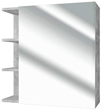 Vicco Spiegelschrank Beton Fynn 62x64x21 cm - Badezimmerschrank mit Spiegel, Elegante Badlösung für mehr Ordnung