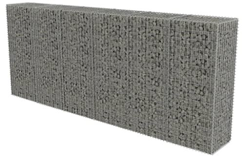 vidaXL Mur en Gabion avec Couvercles Acier Galvanisé 300x50x150 cm Clôture