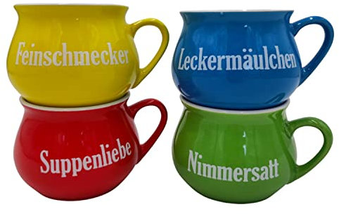 Ceramica Scodelle da Zuppa 4er-Set Tazza Ciotola Piatto Fondo Set Chiavi Tazza da Brodo