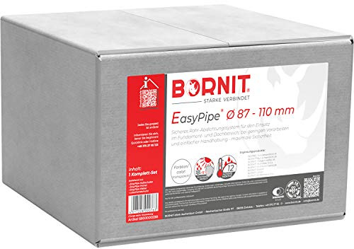 BORNIT EasyPipe Kabeldurchführung Einbau nachträglich möglich [DIN18533] 87-110mm Kabeldurchführung wasserdicht Ringraumdichtung Mauerdurchführung Glasfaserkabel Kabel Hauseinführung Dichtung Garage