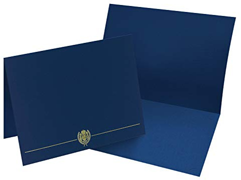 Great Papers! Navy and Gold Certificate Document Cover / 25 Count Navy Blue with Gold Foil Classic Crest/Embossed Diploma Folder