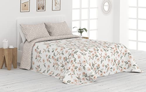 Victorio & Lucchino Colcha Bouti Reversible Cosida Modelo Vera (Salmón, 105 cm)
