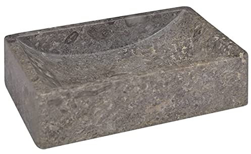 Tidyard Waschbecken Waschschale Aufsatzwaschbecken Waschtisch Waschplatz Handwaschbecken Naturstein Becken Badezimmer Grau 45x30x12cm Marmor