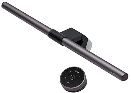BenQ ScreenBar Halo Monitor Lampe Schreibtischlampe mit Auto-Dimmen und Farbton-Anpassungsfunktionen | Kein Bildschirm Blendung | Intelligente kabellose Steuerung, USB Aufladen Büro Lampe, Grau