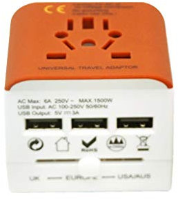 BDPP Adattatore da Viaggio Convertitore International Plug, 3 USB Adattatore di Alimentazione Internazionale for L'Europa, UK, Cina, Australia, Giappone 224 Paesi Adattatore per Presa di Corrente