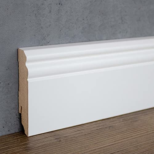 PROVISTON | Sockelleiste | Berliner Profil | 19 x 80 x 2400 mm | MDF foliert | Weiß | Hamburger Fußleiste | 24 Meter