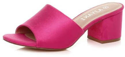 AJVANI Womens ladies low mid block heel casual party evening mules sandals size