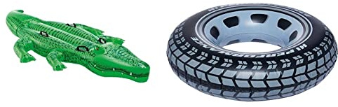 Giant Gator Childrens Large Inflatable Ride On Alligator With Four Grab Handles #58562 & Swimming tube Giant car tyre 91cm