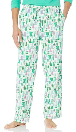 Amazon Essentials Men's Pyjamasbyxa i flanell (finns i Big & Tall), Écru Festligt träd, XL