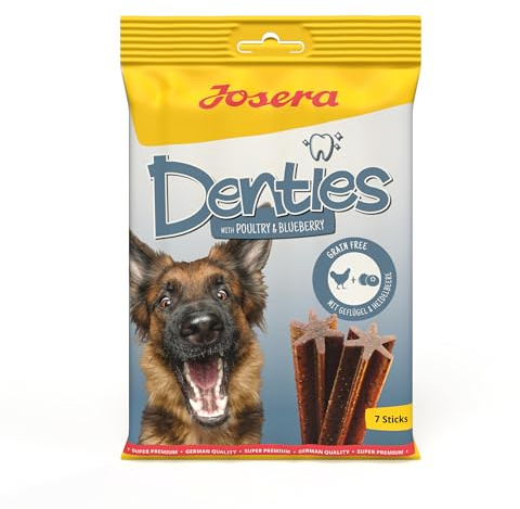 JOSERA Denties Poultry & Blueberry. bastoncini da masticare premium per cani con pollame e mirtillo. senza cereali. 13 x 180 g