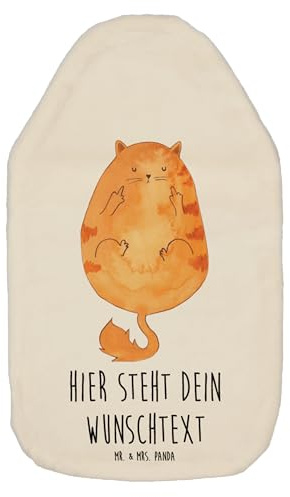 Mr. & Mrs. Panda Personalisierte Wärmflasche Katze Frühaufsteher - Weiß
