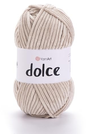 YarnArt Dolce - Filato di ciniglia morbido per amigurumi, peluche e coperte, 100 g / 3,53 oz, 120 m, ideale per progetti all'uncinetto e a maglia (771, beige)