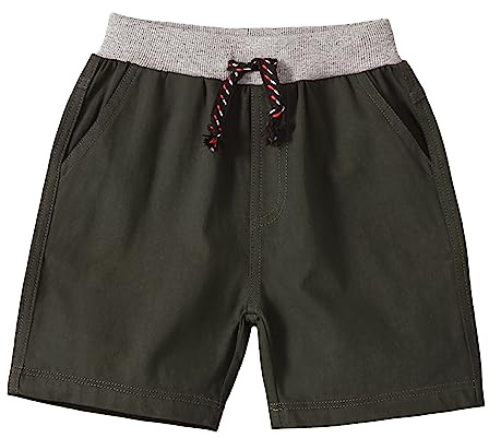 Koonde pojkshorts i twill ålder 2-7 år elastisk midja bomull pojke jersey shorts (modern passform), Grå, 2-3 År