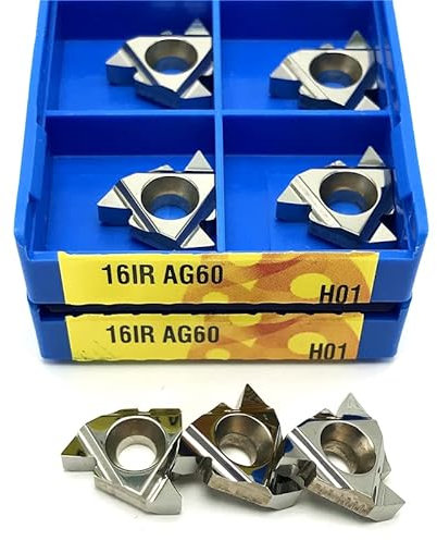 16IR AG60 H01 Gewindeeinsatz Aluminium Drehwerkzeug Hochwertiges Drehwerkzeug Gewindedrehwerkzeug CNC Hartmetalleinsatz Gewindewerkzeug (Size : 16IR AG60 H01, Color : 10PCS)